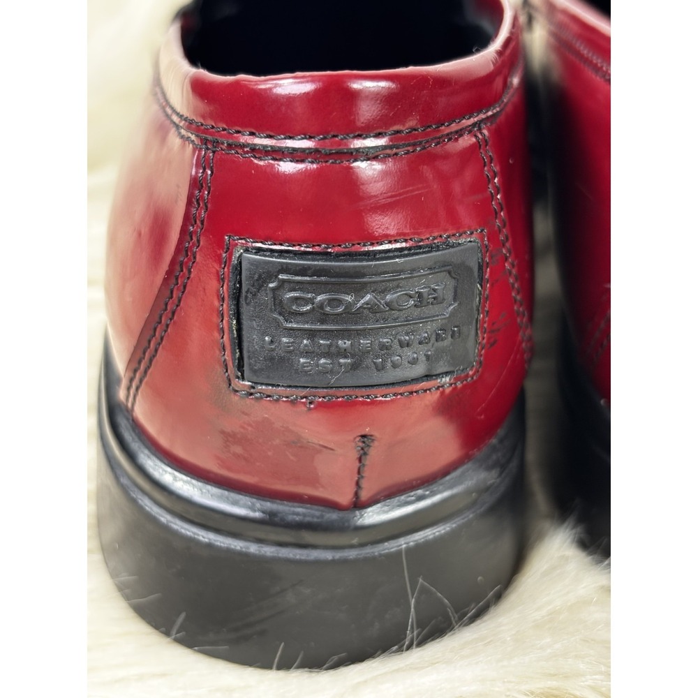 Coach Rita Loafer 8.5 Red Patent Leather Italy Square Toe Y2K Preppy Chic - Picture 5 of 9